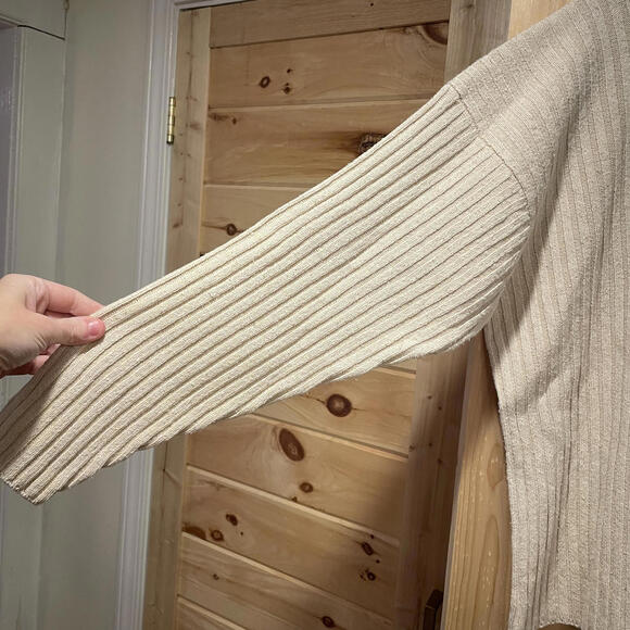 Eco Dragon 100% hemp Beige Ribbed Knit Sweater - Picture 2 of 3